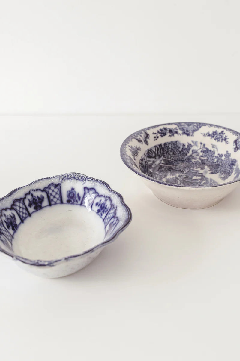 Vintage Blue + White Serving Dish
