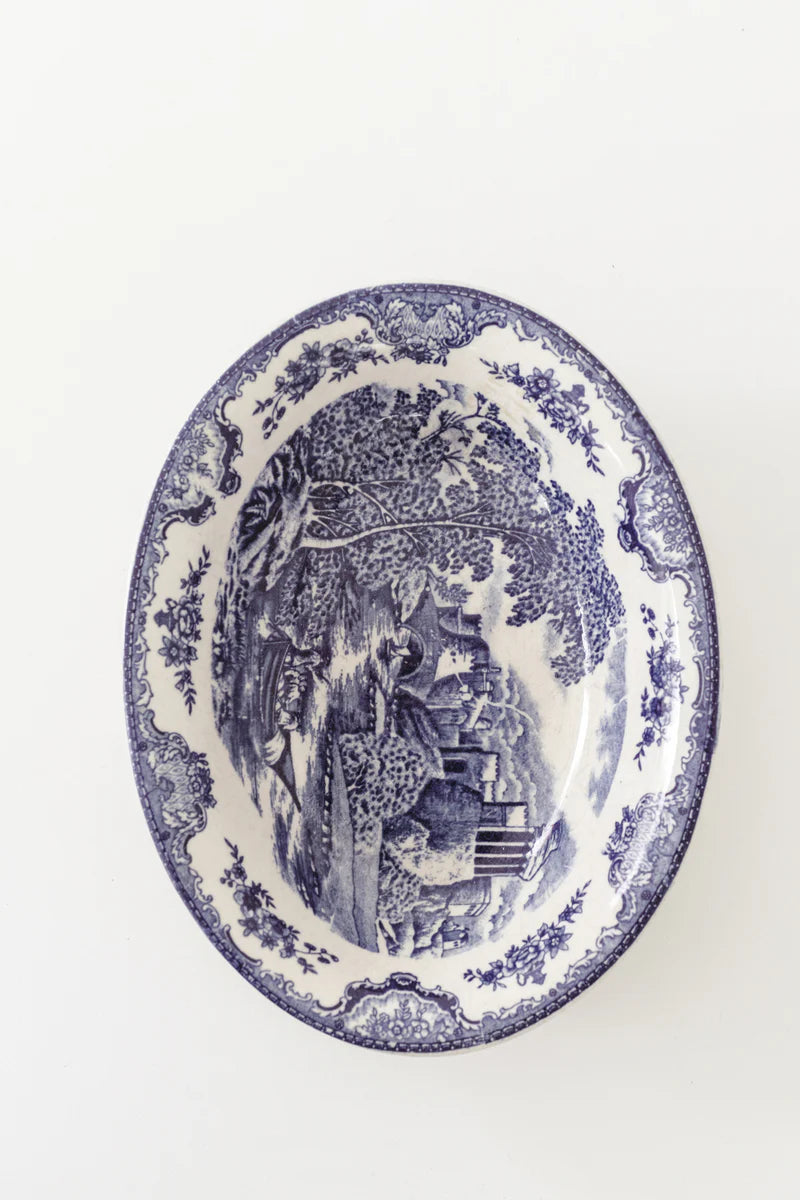 Vintage Blue + White Serving Dish