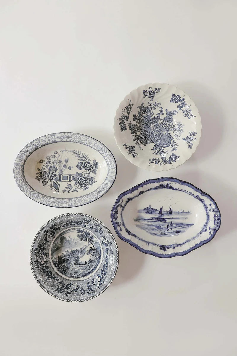 Vintage Blue + White Serving Dish