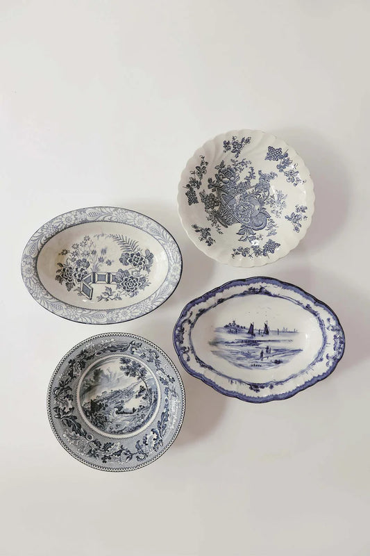 Vintage Blue + White Serving Dish