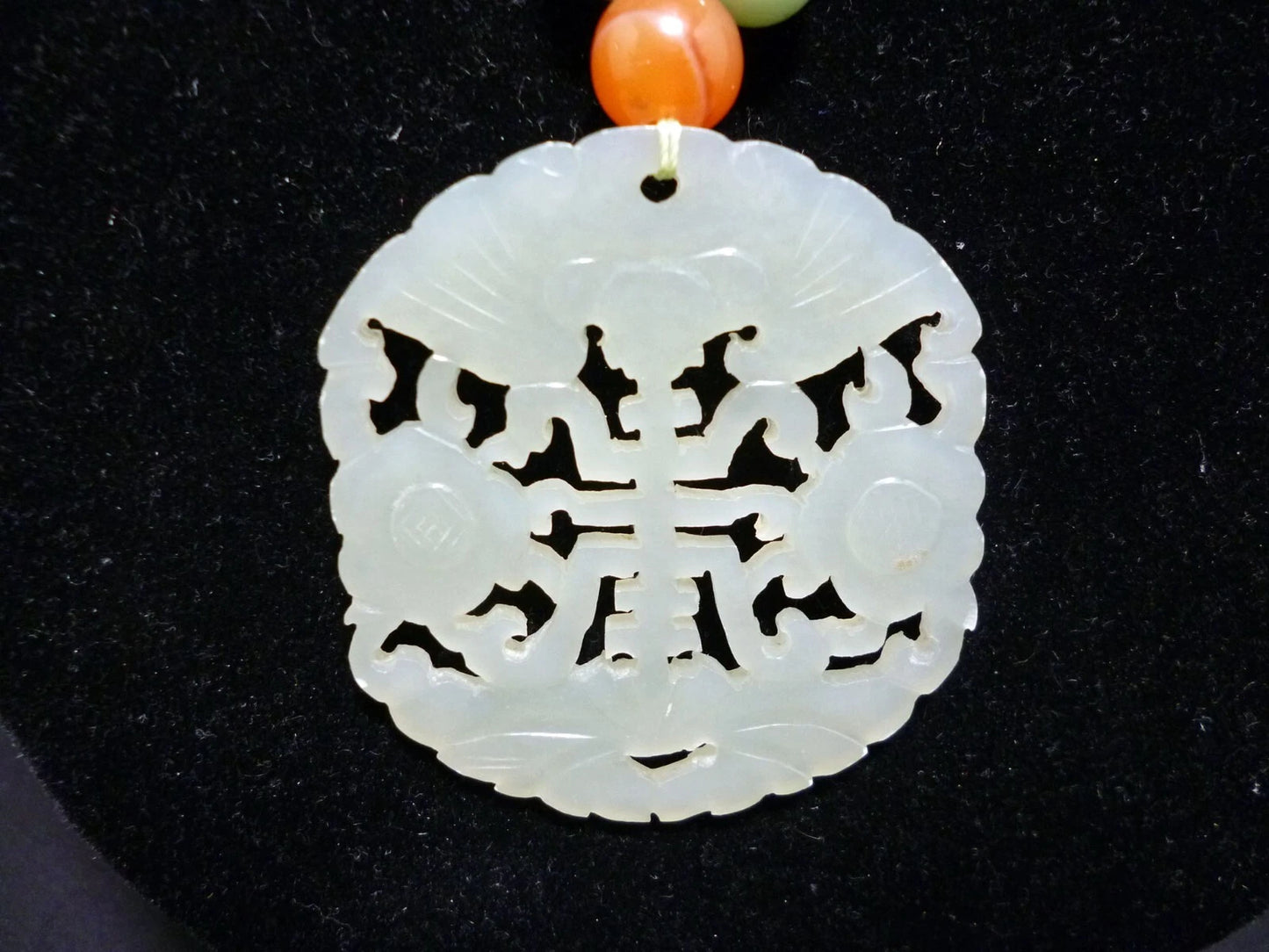 Mega Expensive Chinese Natural Ice Cool Jade Blessing Pendant 1960s Authent 3313