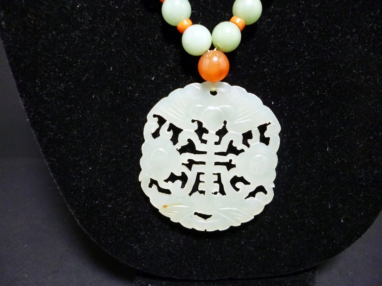 Mega Expensive Chinese Natural Ice Cool Jade Blessing Pendant 1960s Authent 3313
