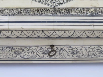 Antique Sandalwood Box REDUCED Very Expansive White Material c1860 19th C' (20)