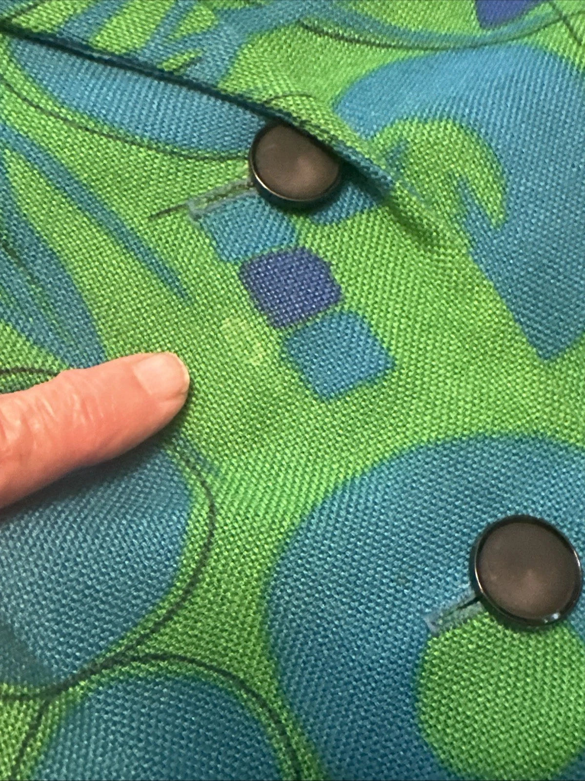 Vintage 1960s Pencil Dress Sanford Originals SS Green Blue Woven Print Sz S