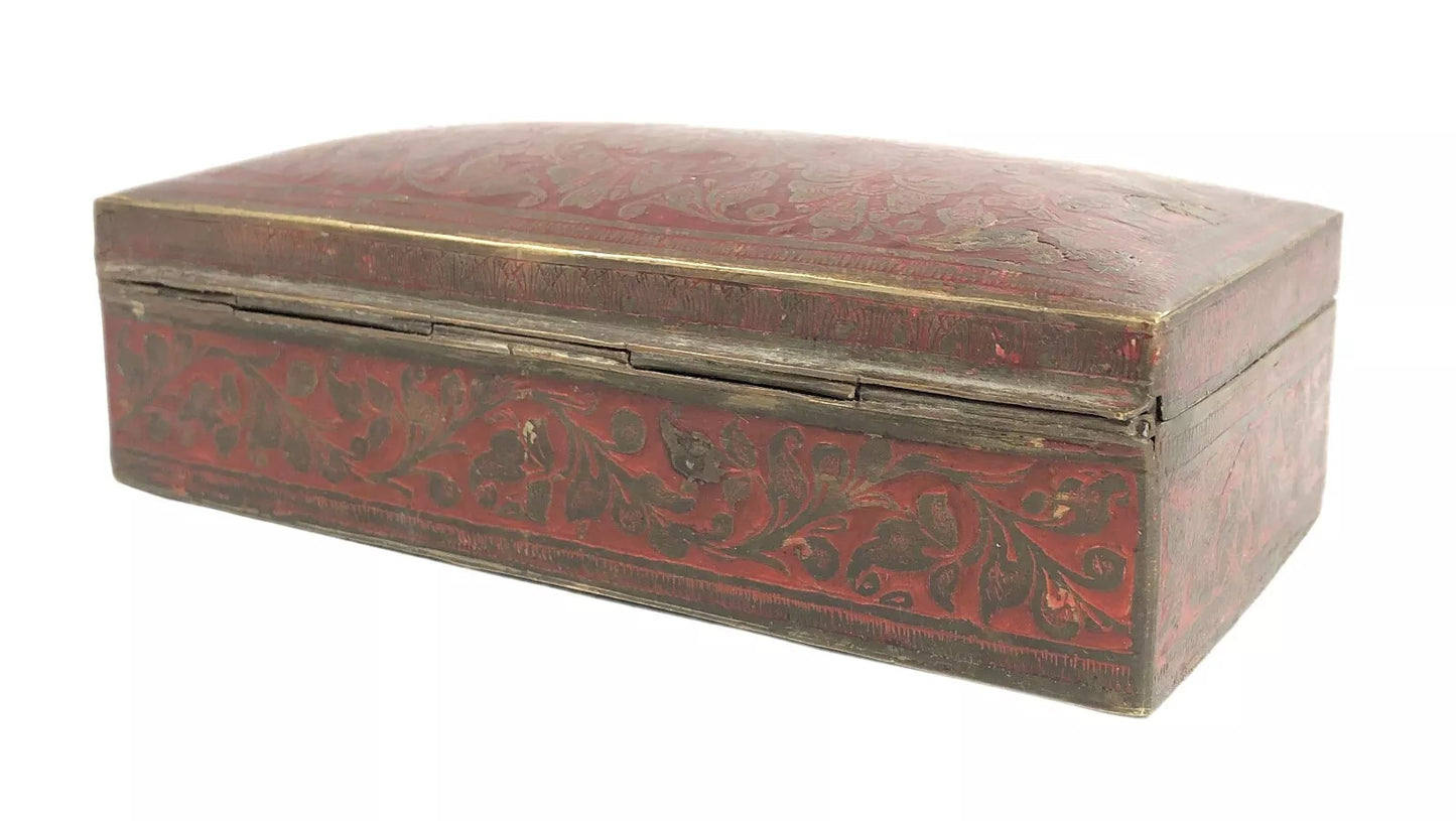 Women's Utility Old Brass Expensive Gold Jewelry/Gems Stone Storage Box. G7-1150